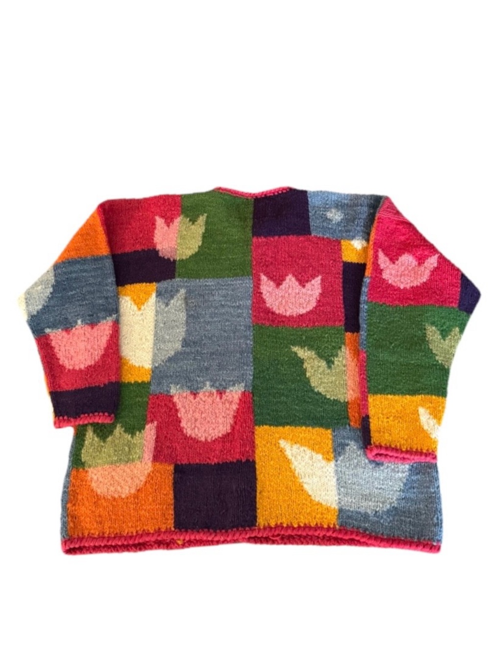 Vintage Amano Cardigan Women's
XL Multicoloured Tulips Handknit
Handmade Bolivia - Picture 2 of 6